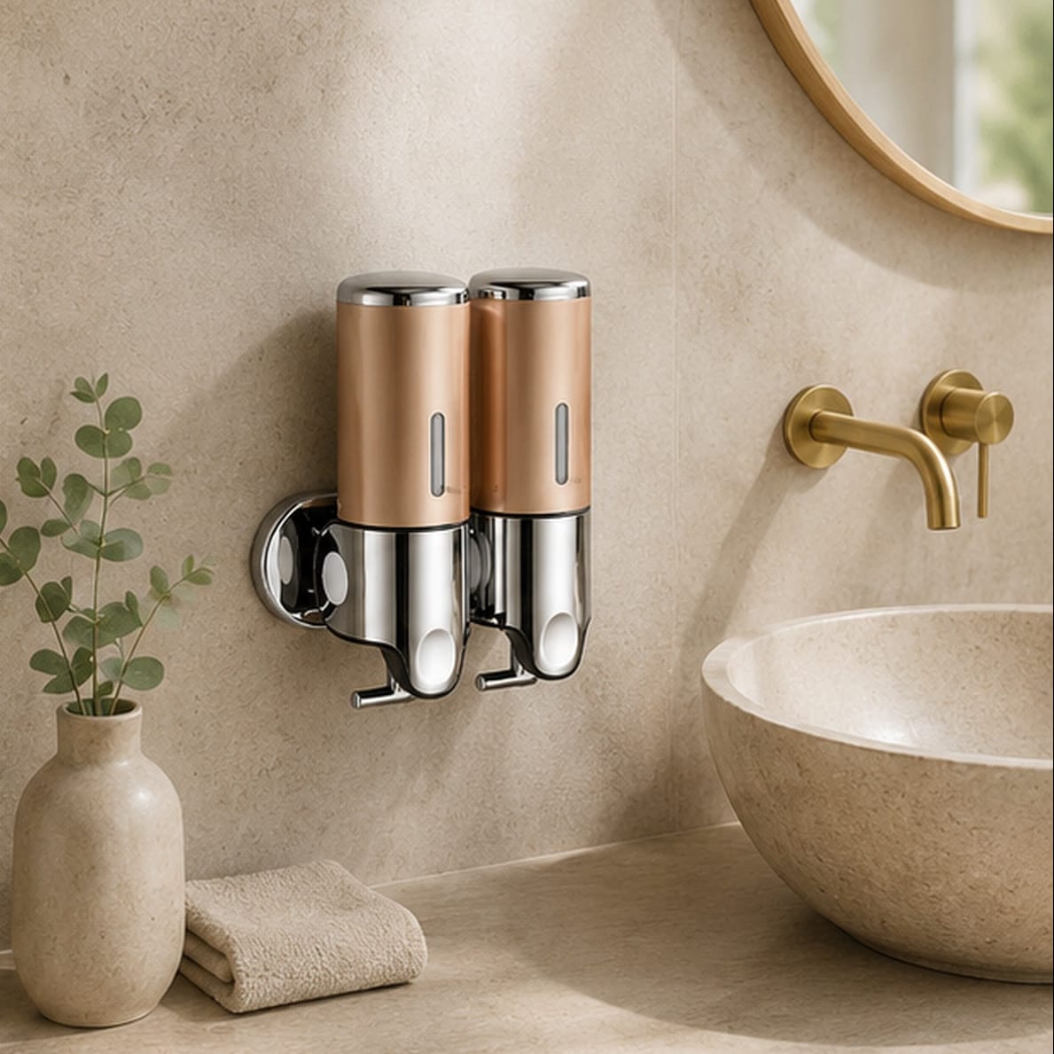 Distributeur Savon et Shampoing Mural Gold x2