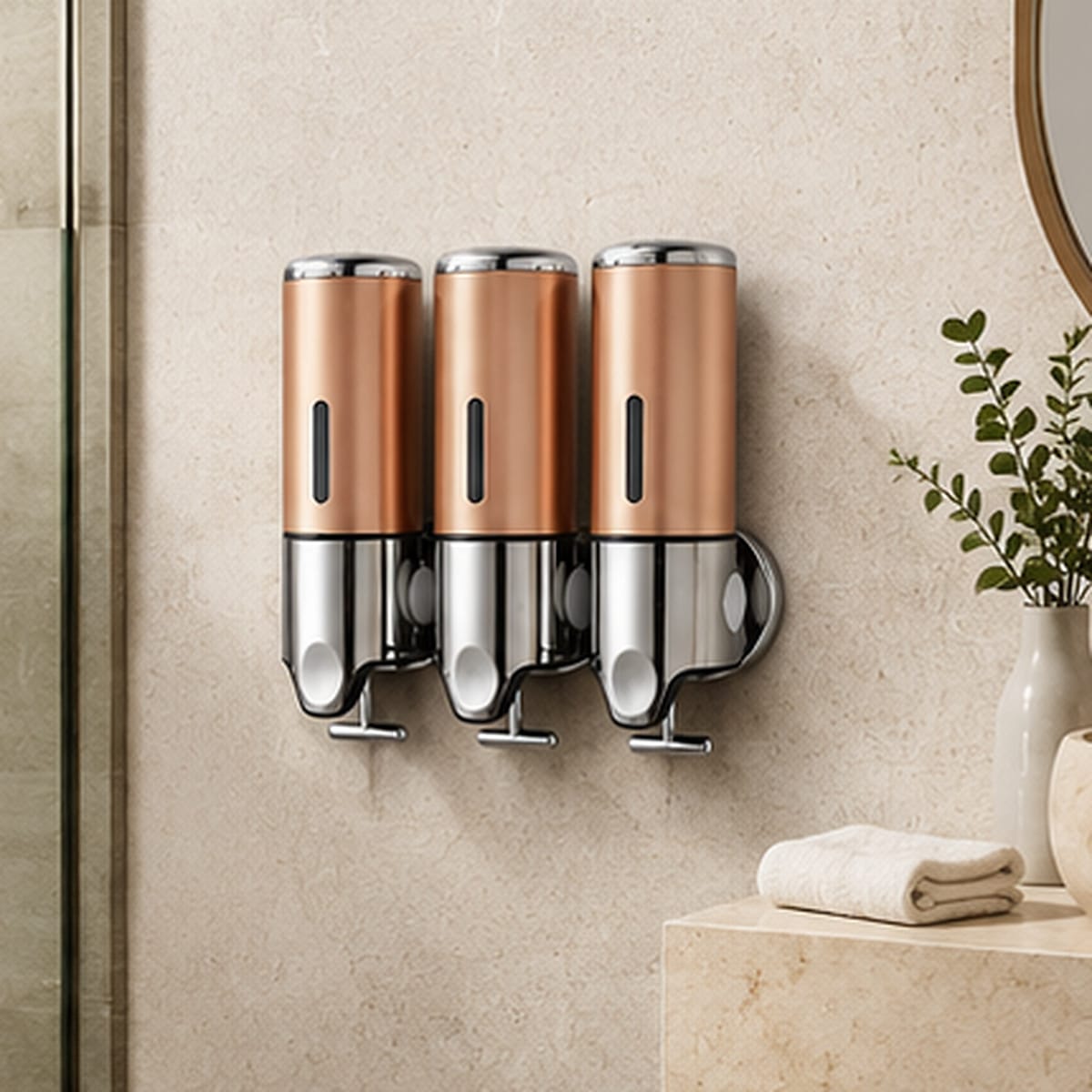 Distributeur Savon et Shampoing Mural Gold x3