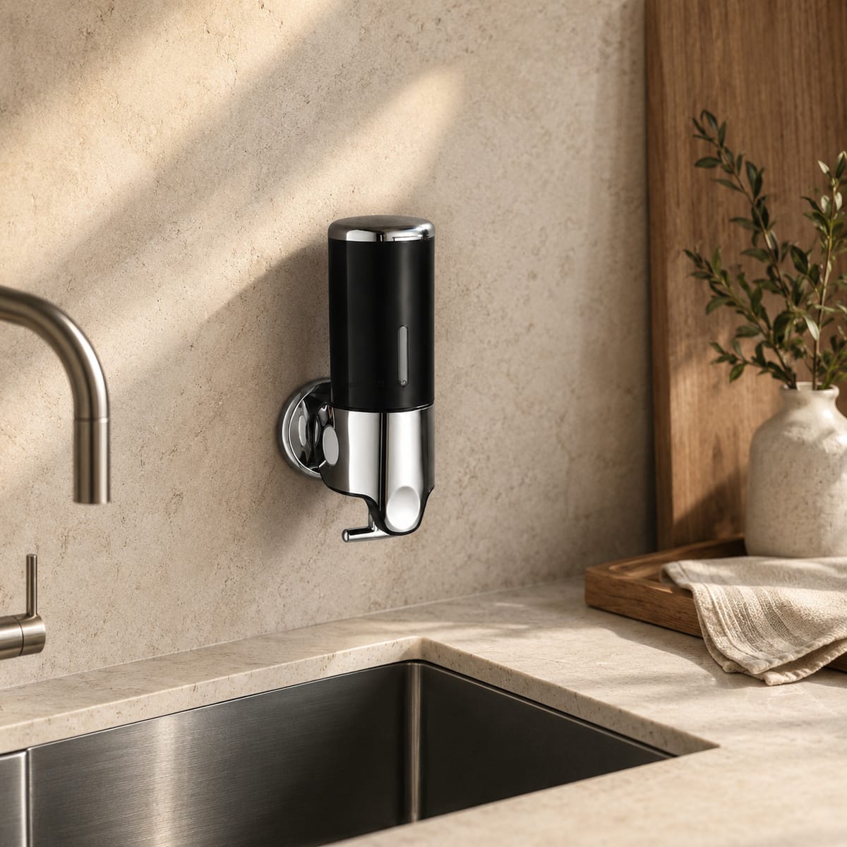 Distributeur Savon et Shampoing Mural Noir