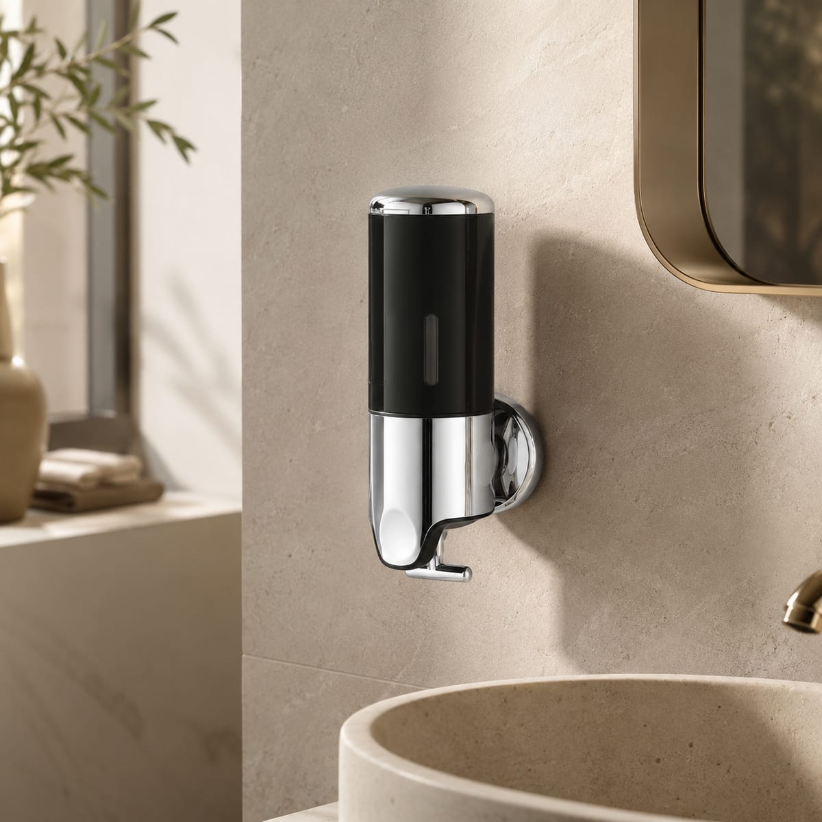 Distributeur Savon et Shampoing Mural Noir