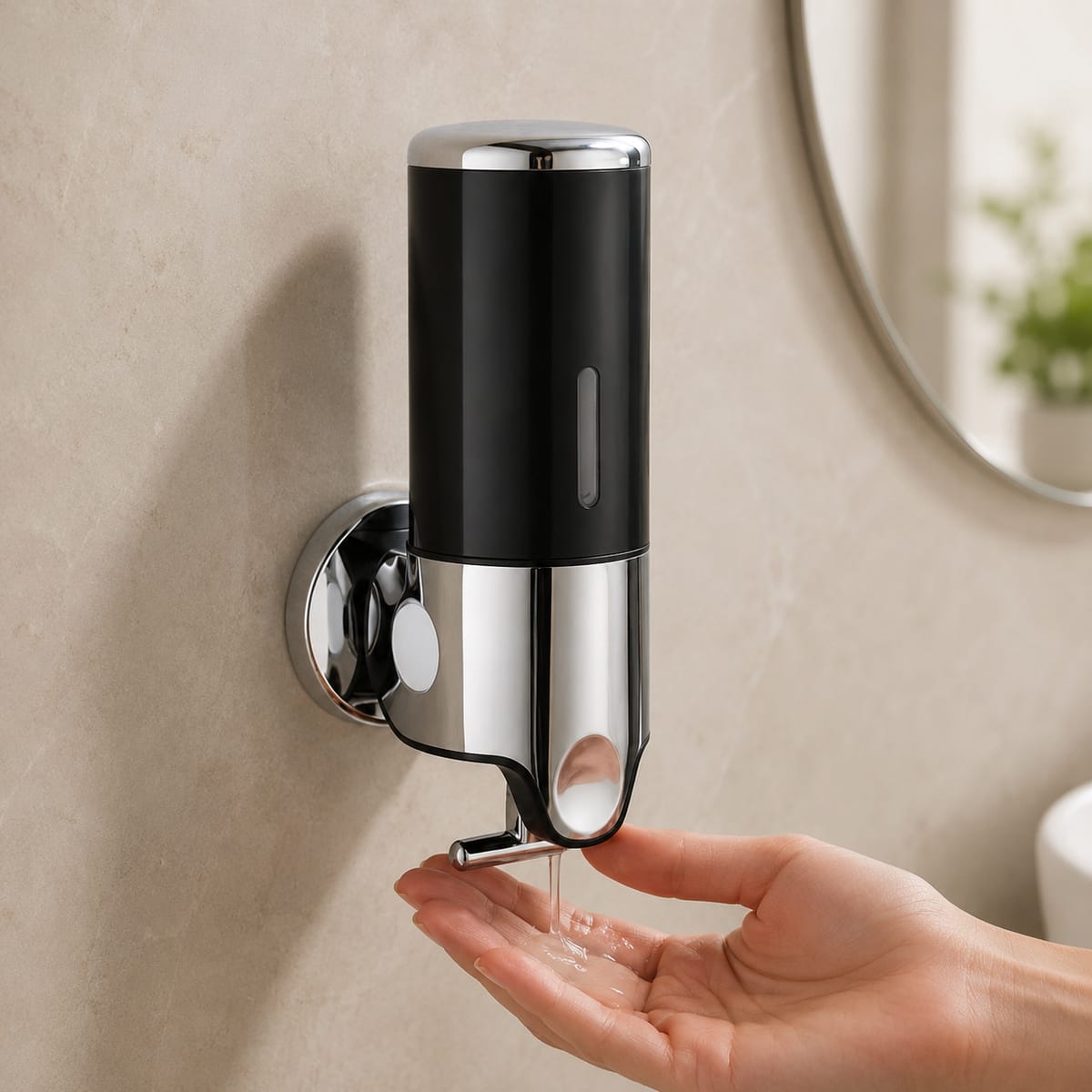 Distributeur Savon et Shampoing Mural Noir