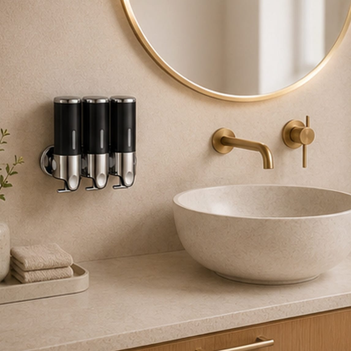 Distributeur Savon et Shampoing Mural Noir x3