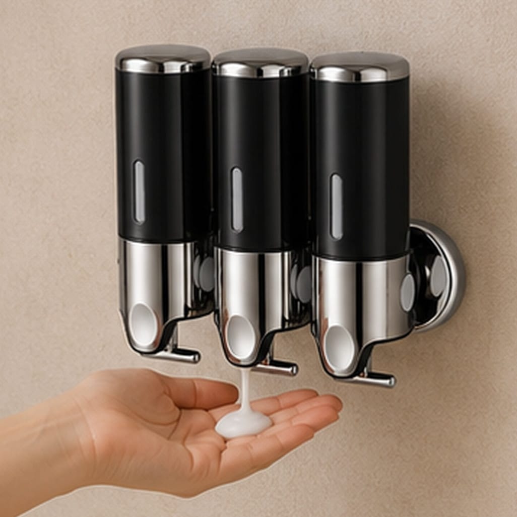 Distributeur Savon et Shampoing Mural Noir x3