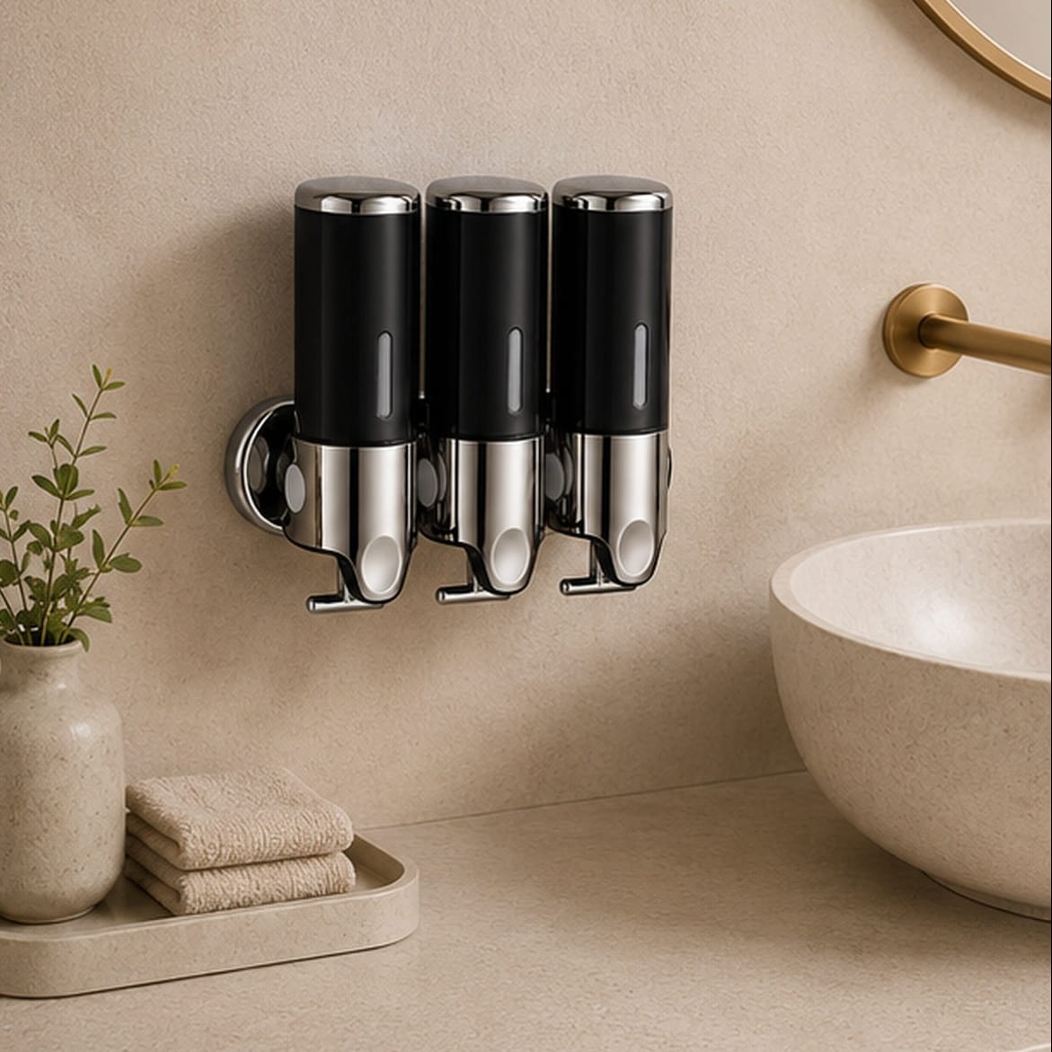 Distributeur Savon et Shampoing Mural Noir x3