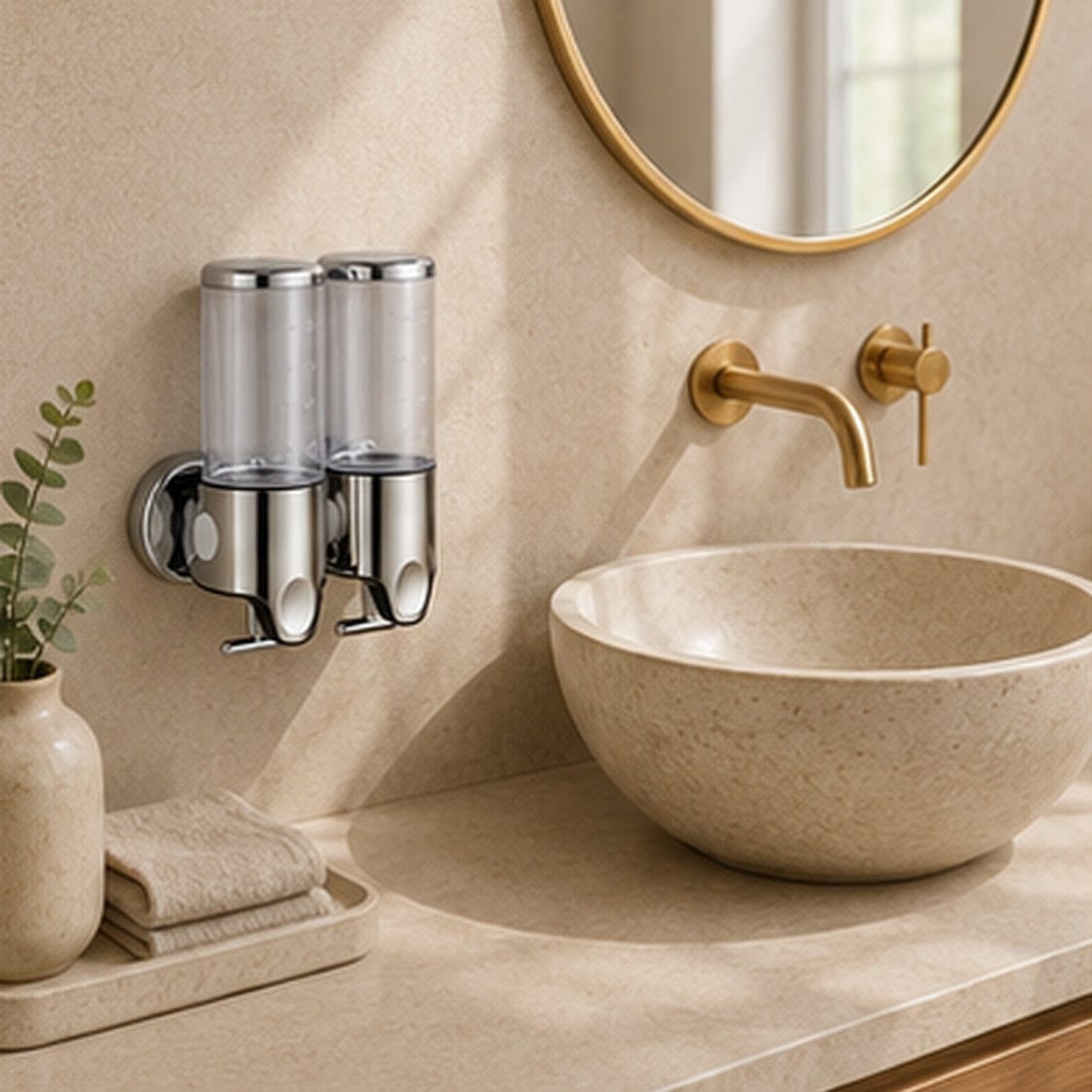Distributeur Savon et Shampoing Mural Transparent x2