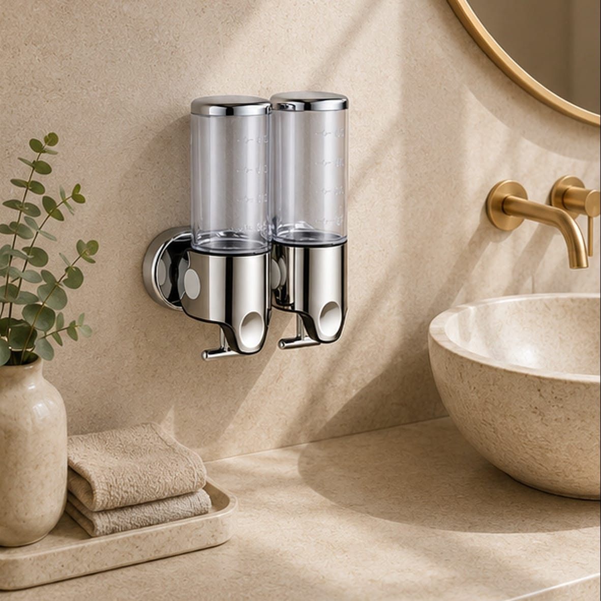 Distributeur Savon et Shampoing Mural Transparent x2