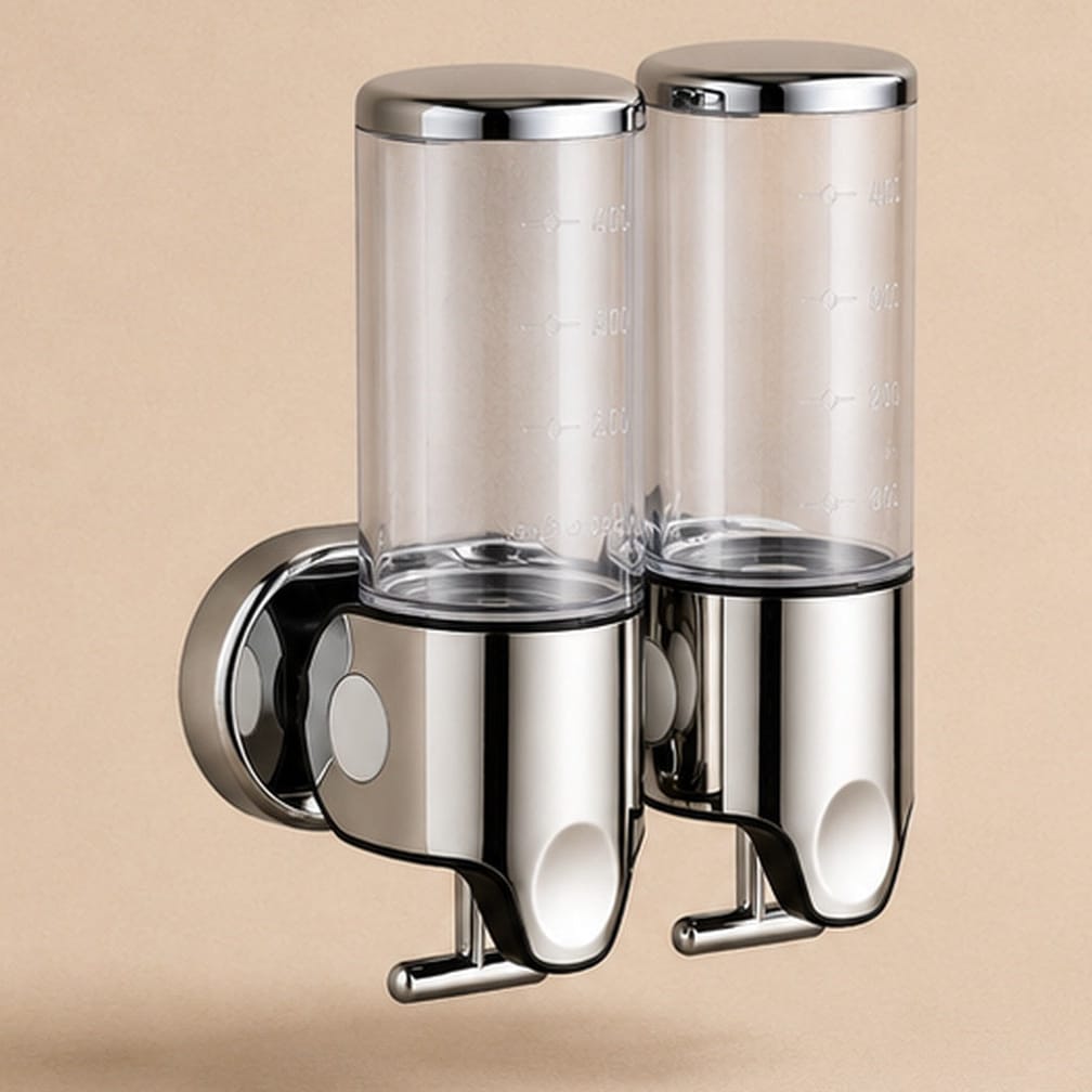 Distributeur Savon et Shampoing Mural Transparent x2