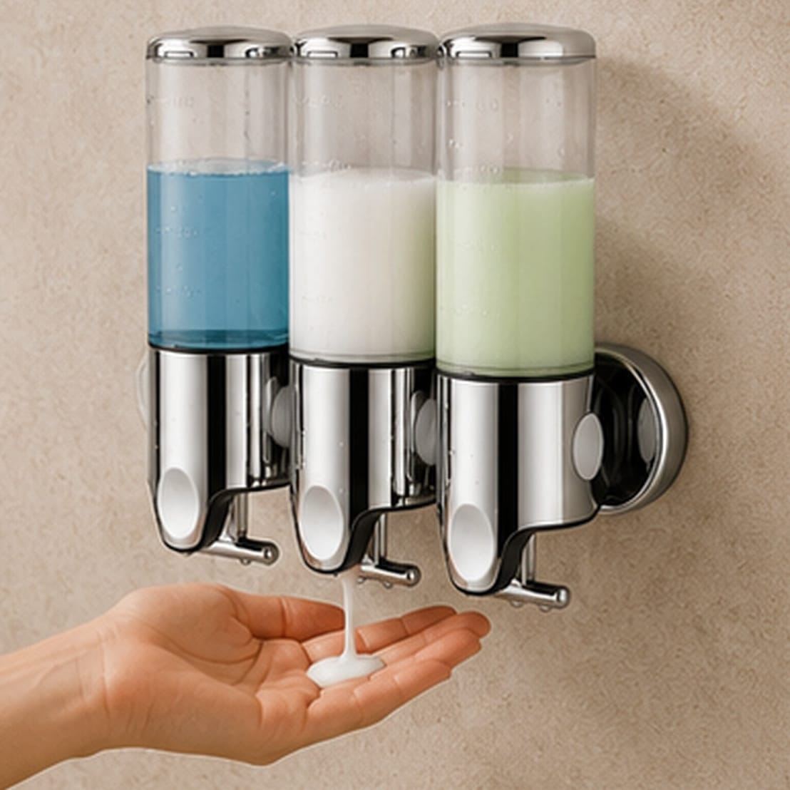 Distributeur Savon et Shampoing Mural Transparent x3