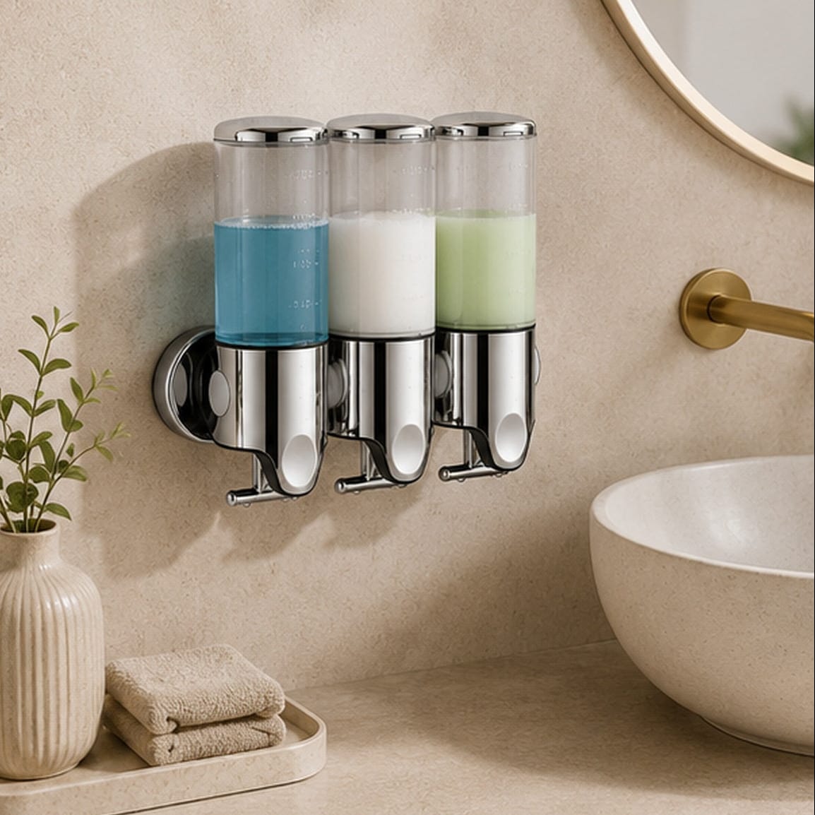 Distributeur Savon et Shampoing Mural Transparent x3