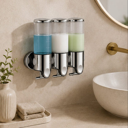 Distributeur Savon et Shampoing Mural Transparent x3