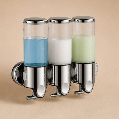 Distributeur Savon et Shampoing Mural Transparent x3