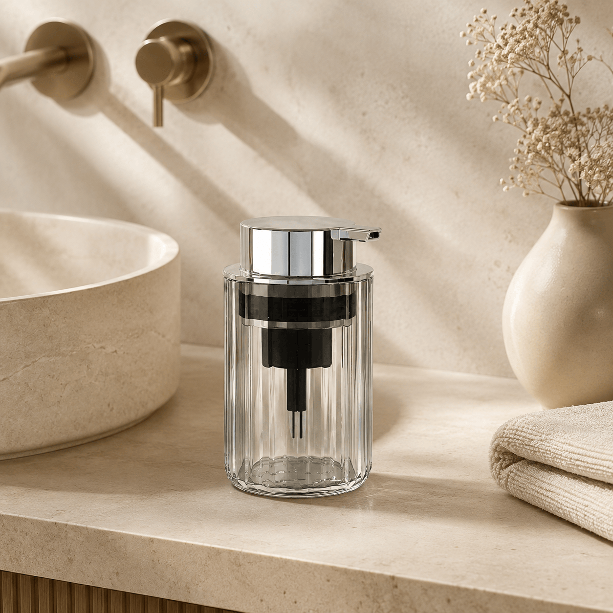 Distributeur Savon Mousse Gris Transparent Design