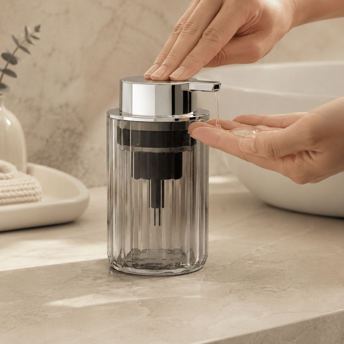 Distributeur Savon Mousse Gris Transparent Design