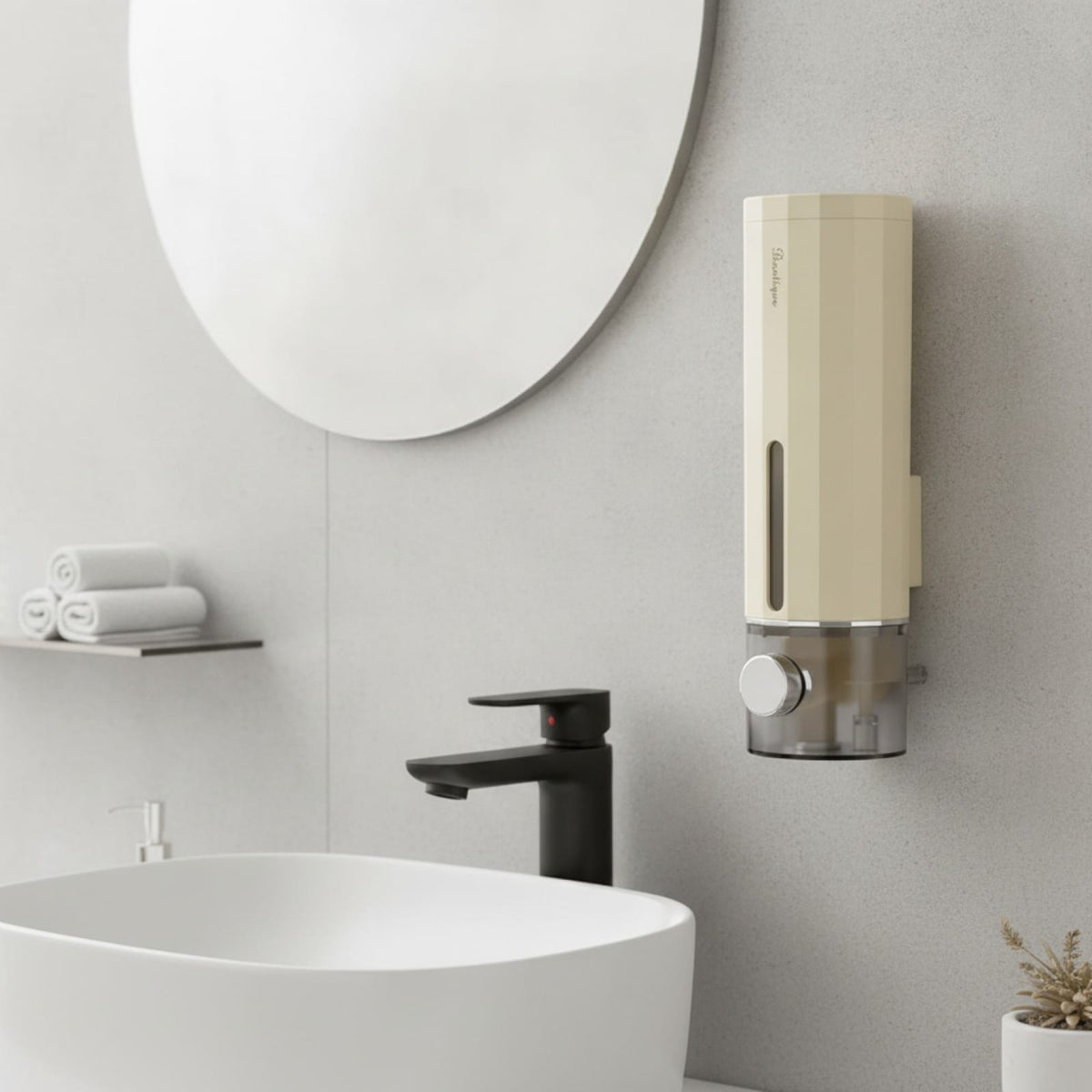 Distributeur Savon Mural Crème Sans Percage