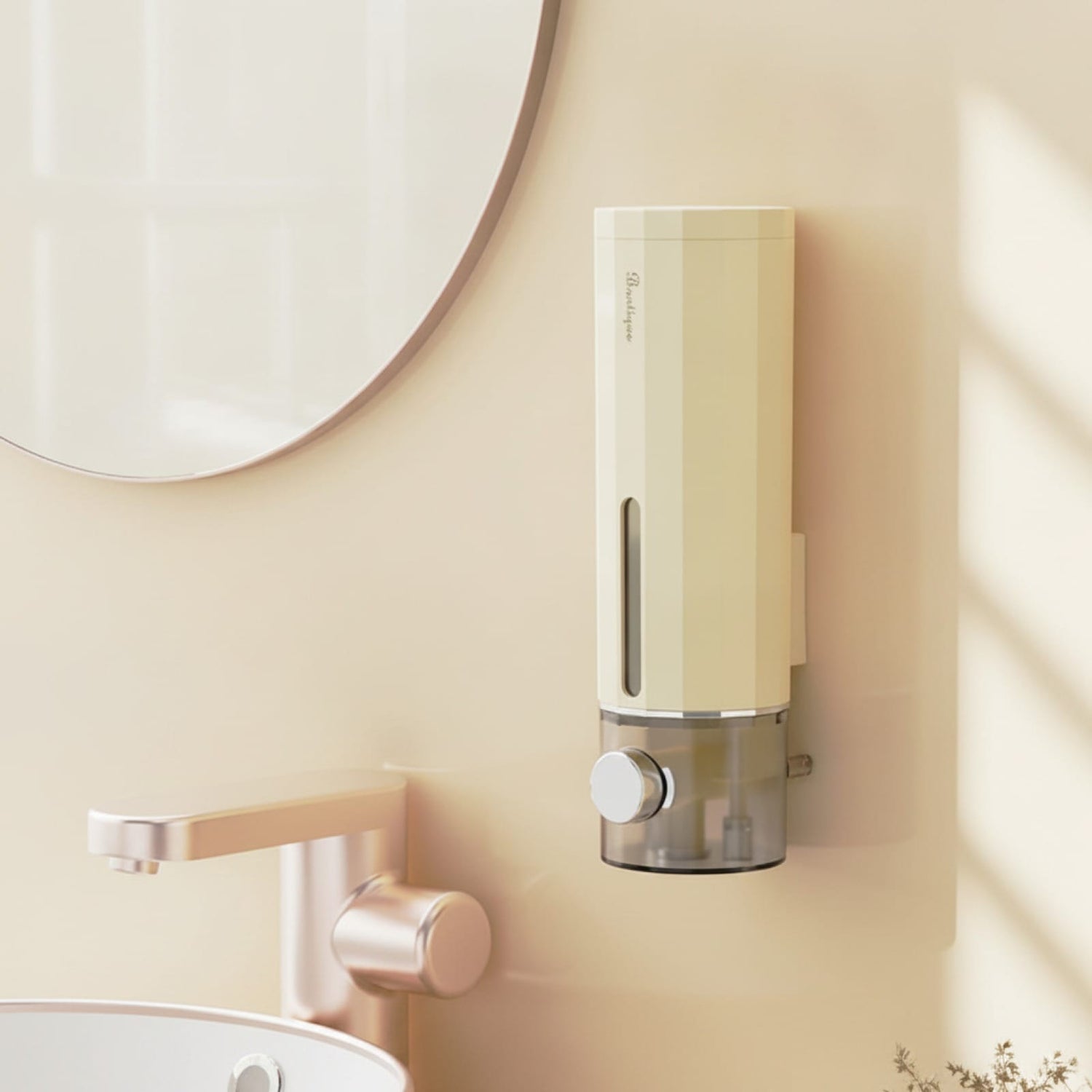 Distributeur Savon Mural Crème Sans Percage