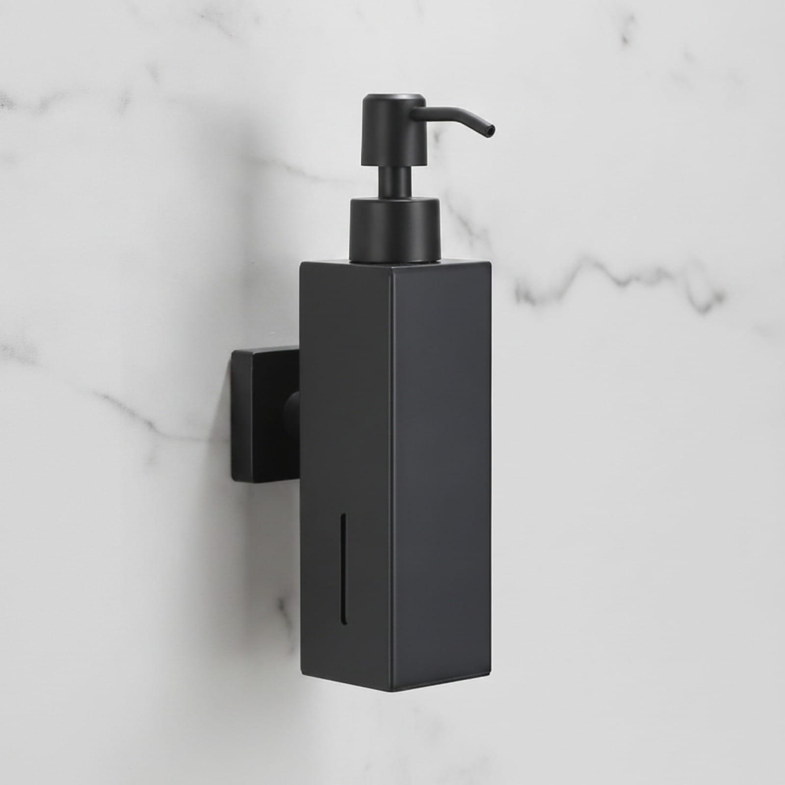 Distributeur Savon Mural Design Noir Mat Inox