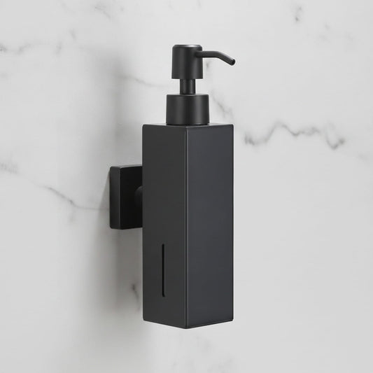 Distributeur Savon Mural Design Noir Mat Inox