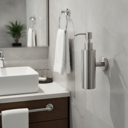 Distributeur Savon Mural Inox Argenté Brossé