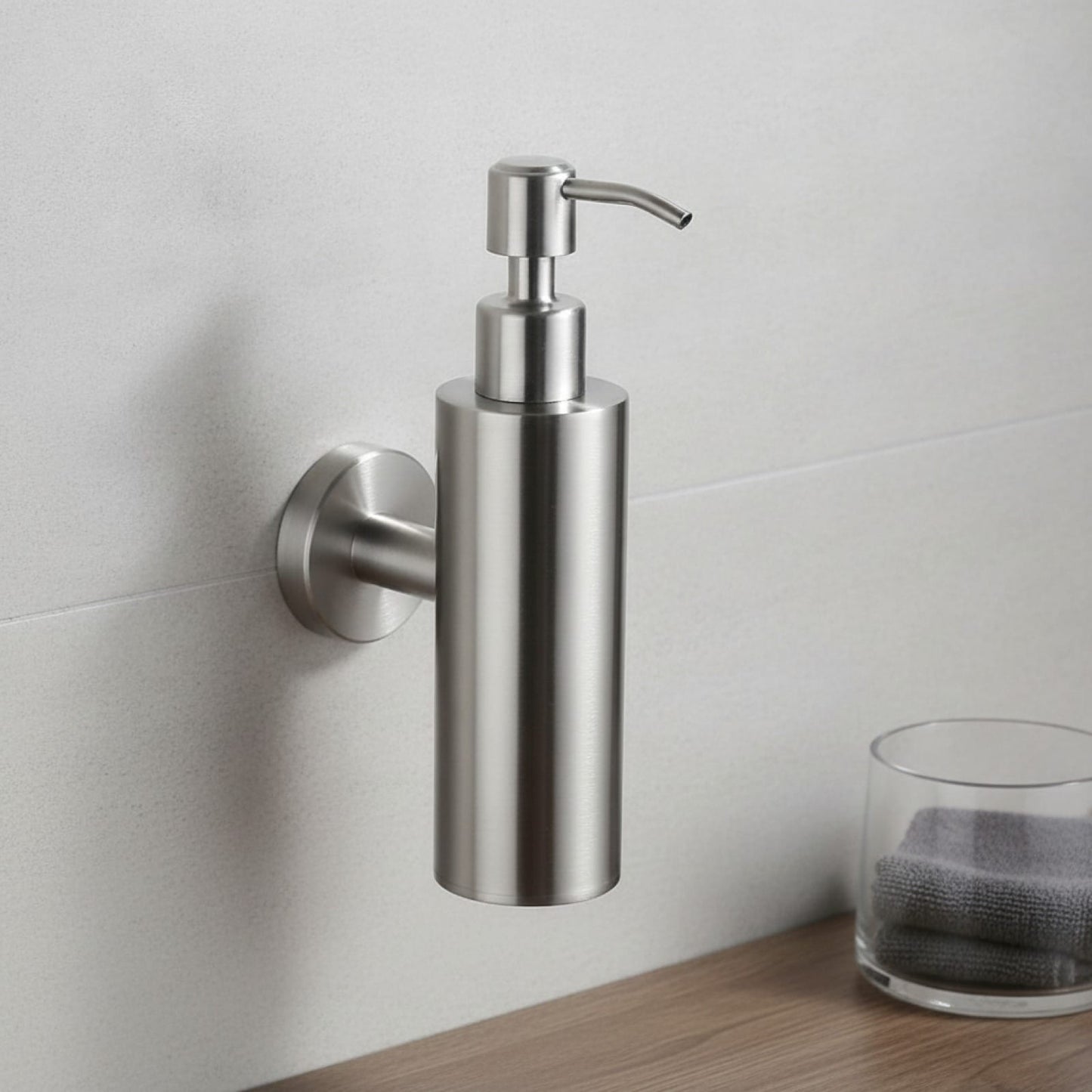 Distributeur Savon Mural Inox Argenté Brossé