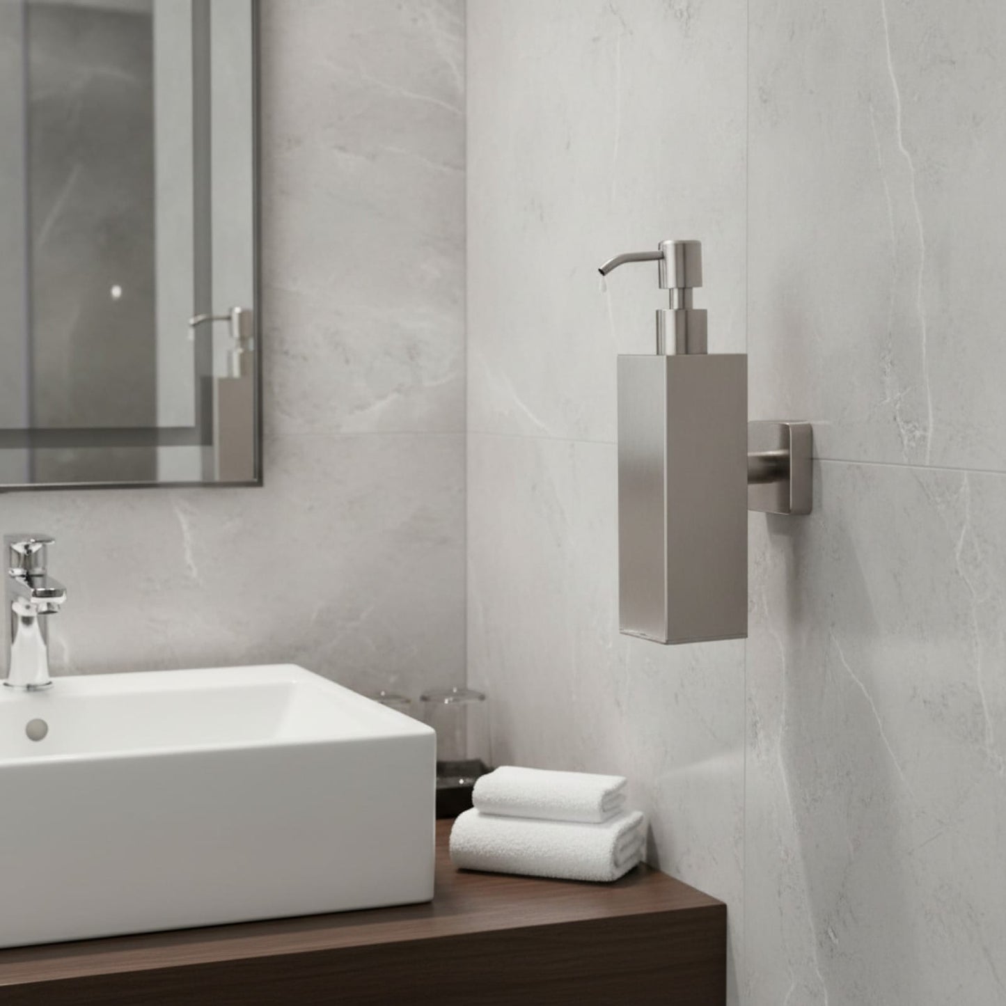 Distributeur Savon Mural Inox Design Argenté
