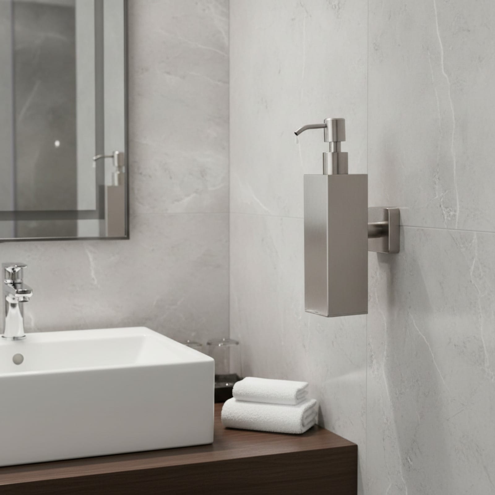 Distributeur Savon Mural Inox Design Argenté
