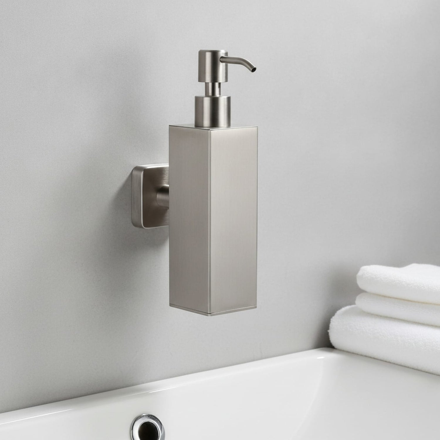 Distributeur Savon Mural Inox Design Argenté