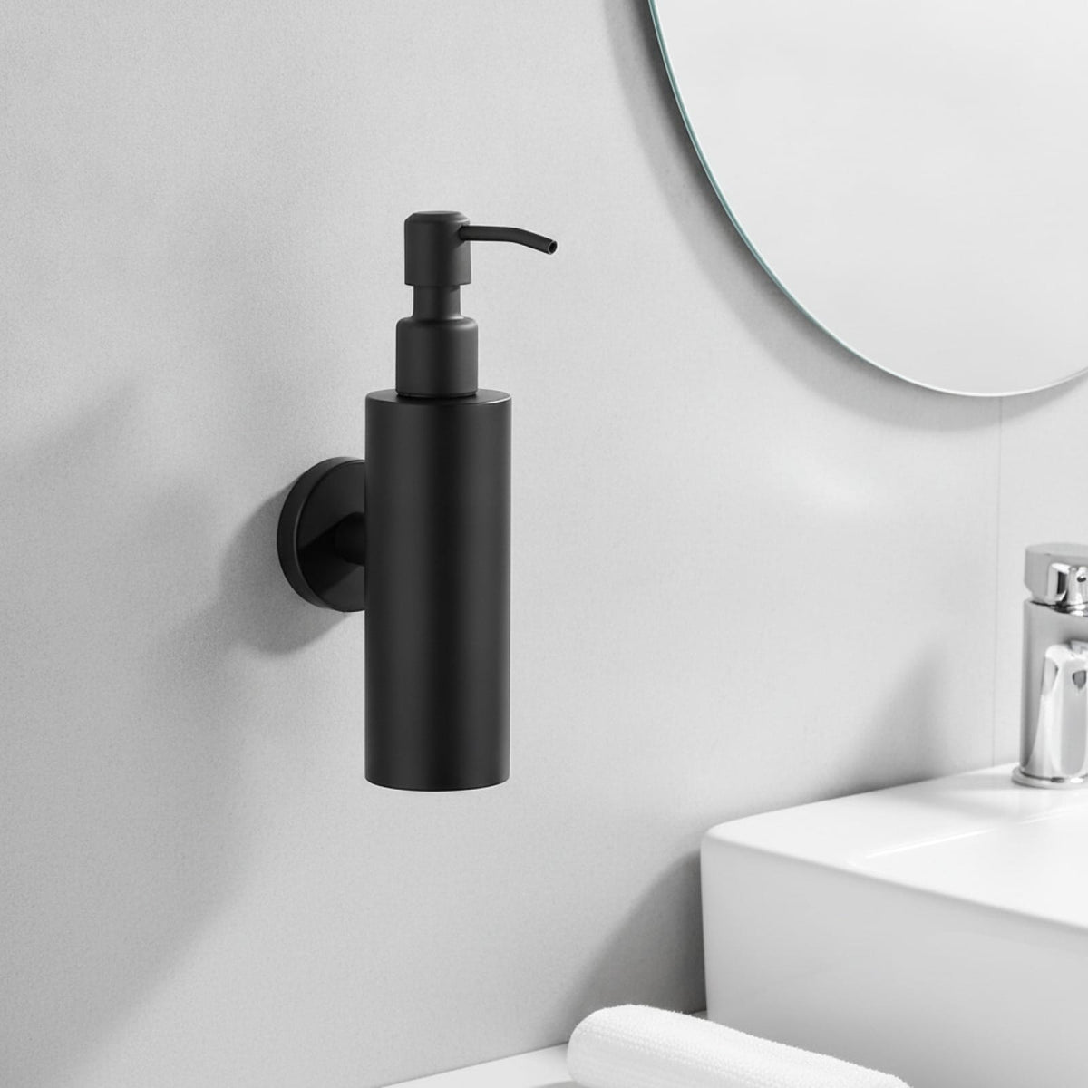 Distributeur Savon Mural Noir Acier Inoxydable