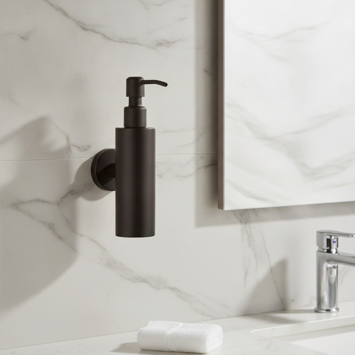 Distributeur Savon Mural Noir Acier Inoxydable