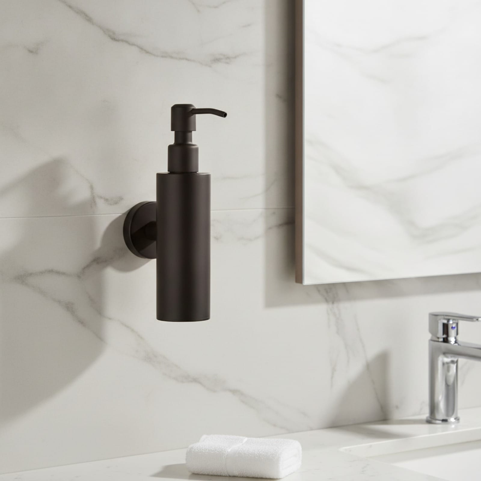 Distributeur Savon Mural Noir Acier Inoxydable