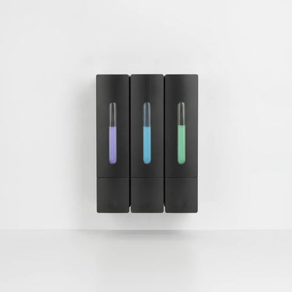 Distributeur Savon Mural Triple Noir Sans Percage