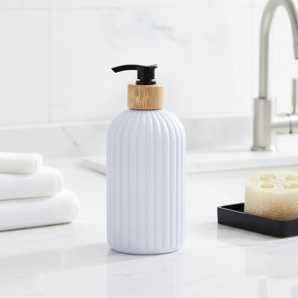 Distributeur Savon Blanc 500ml Rechargeable